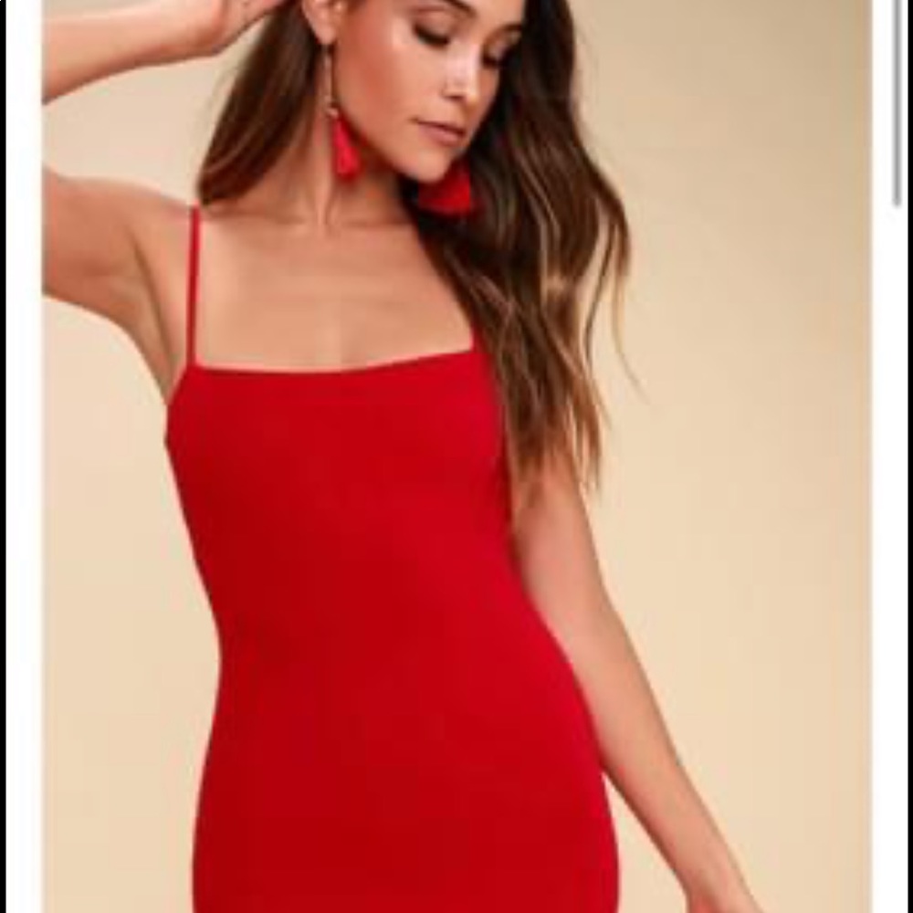 Red Lulus flaunt it body con dress